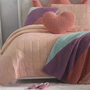 Koolaburra‎ by Ugg LULU Twin Comforter Quilt Set Sham PInk Kids Teens Modern NEW